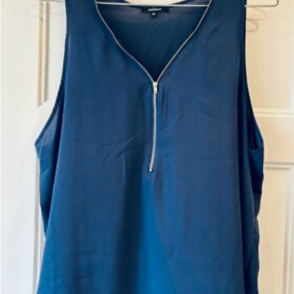 Ambiance Navy Zip-Front Tank Top